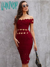 Lunivop Women Summer Sexy Off Shoulder Burgundy Black Beige Blue Mini Bodycon Bandage Dress Elegant